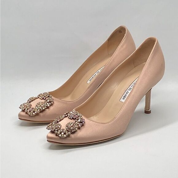 Manolo Blahnik Hangisi 70 Embellished Satin Pumps size 36 - Picture 4 of 13